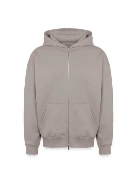 Sweat à capuche unisexe zippé oversize épais SPREAD - taupe - Devant