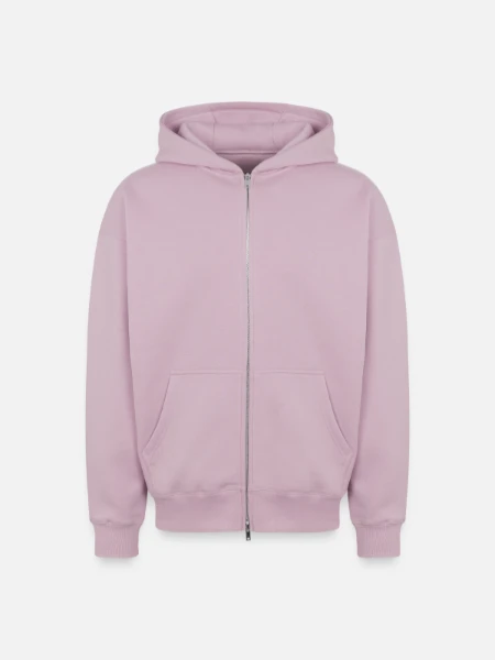 Sweat à capuche unisexe zippé oversize épais SPREAD - rose poudré - Devant