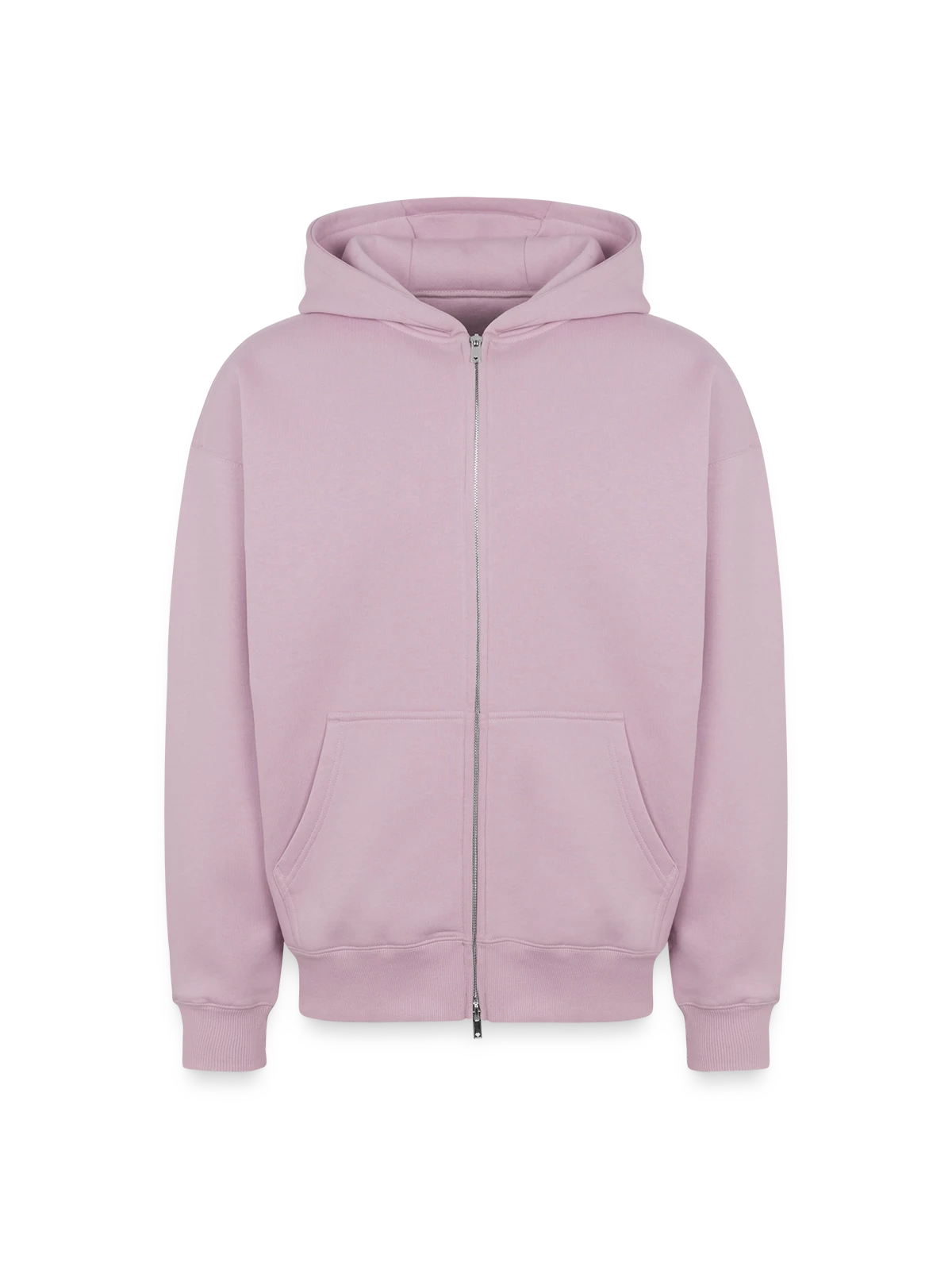 Sweat à capuche unisexe zippé oversize épais SPREAD - rose poudré - Devant