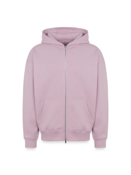 Sweat à capuche unisexe zippé oversize épais SPREAD - rose poudré - Devant