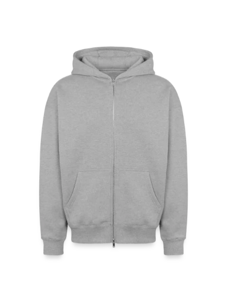 Oversized Heavyweight Unisex Zip Hoodie - heather grey - Front