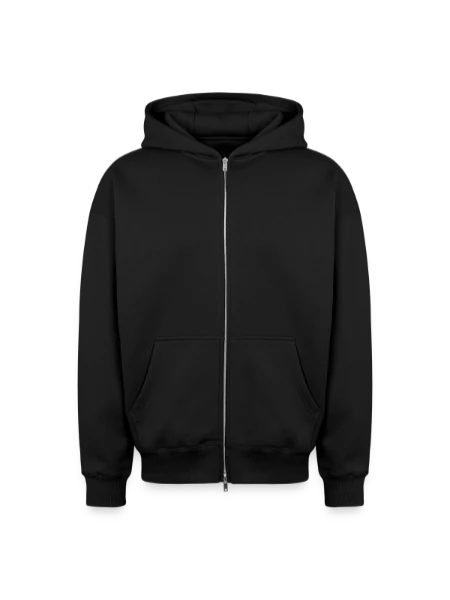 Oversized Heavyweight Unisex Zip Hoodie - black - Front