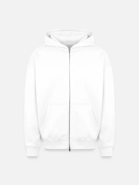 Oversized Heavyweight Unisex Zip Hoodie - white - Front