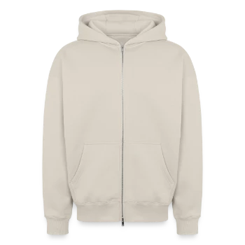 Oversized Heavyweight Unisex Zip Hoodie - beige - Front - AI Model Female 172 dark (172cm) & AI Model Male 178 light (178cm)