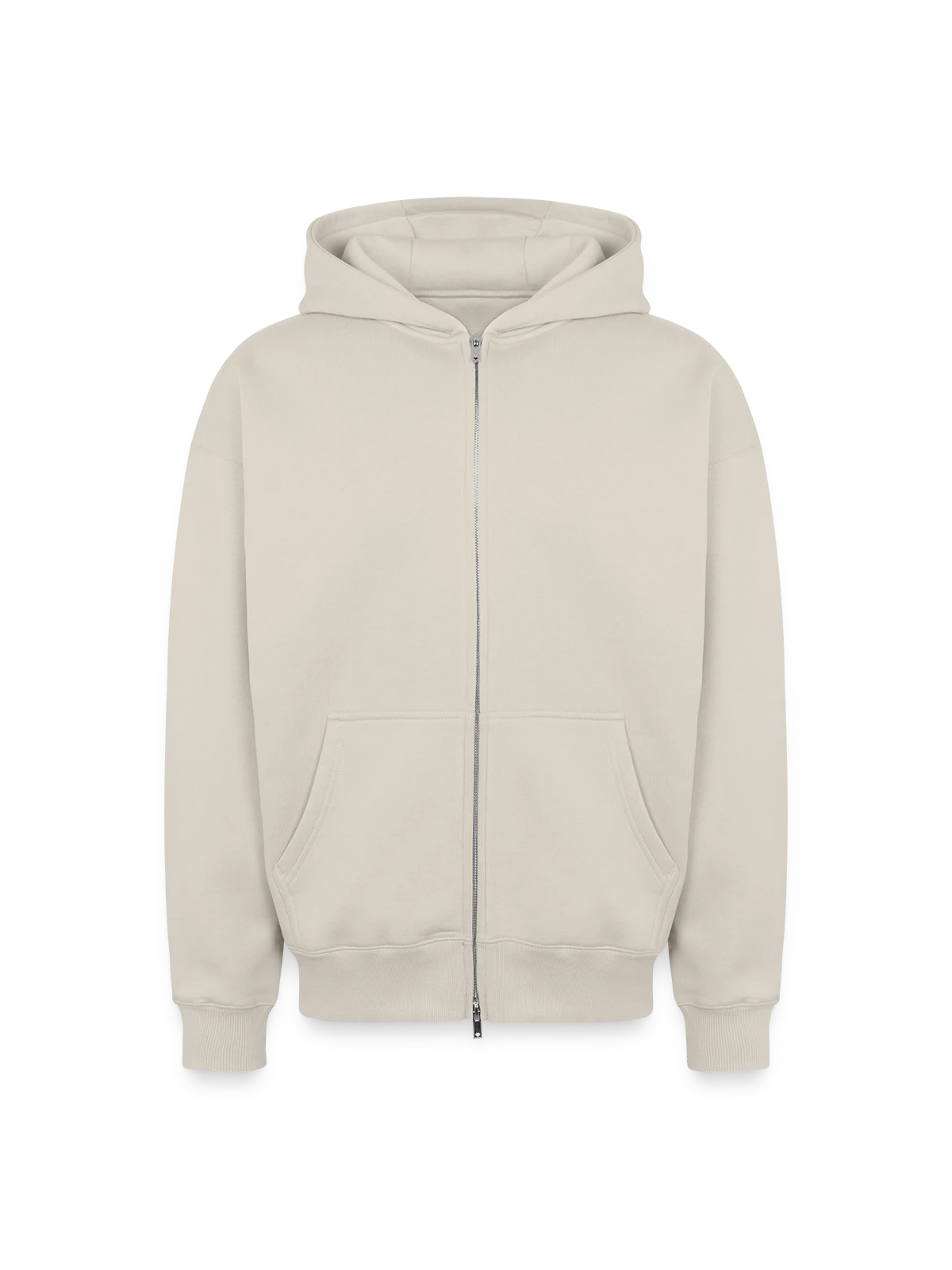 Oversized Heavyweight Unisex Zip Hoodie - beige - Front