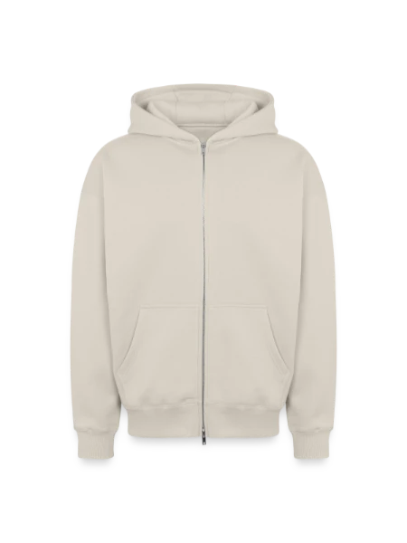 Oversized Heavyweight Unisex Zip Hoodie - Beige - Vorne