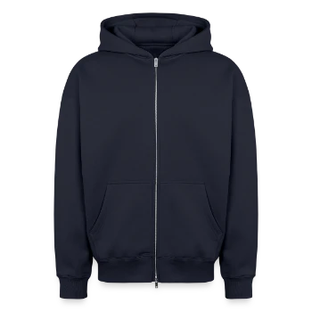 Oversized Heavyweight Unisex Zip Hoodie - navy - Front - AI Model Female 172 light (172cm) & AI Model Male 185 dark (185cm)