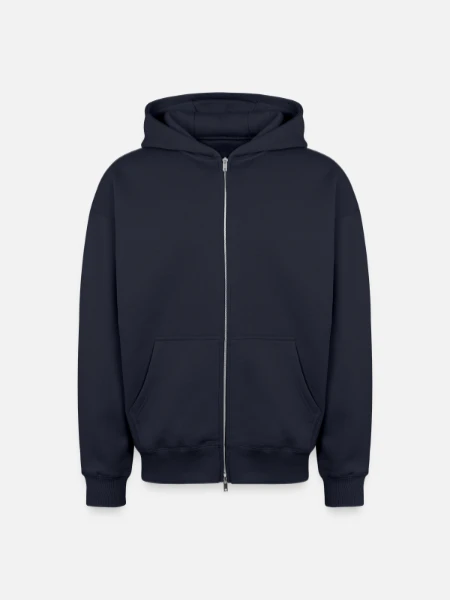 Oversized Heavyweight Unisex Zip Hoodie - navy - Front