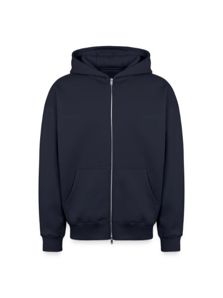 Oversized Heavyweight Unisex Zip Hoodie - Navy - Vorne