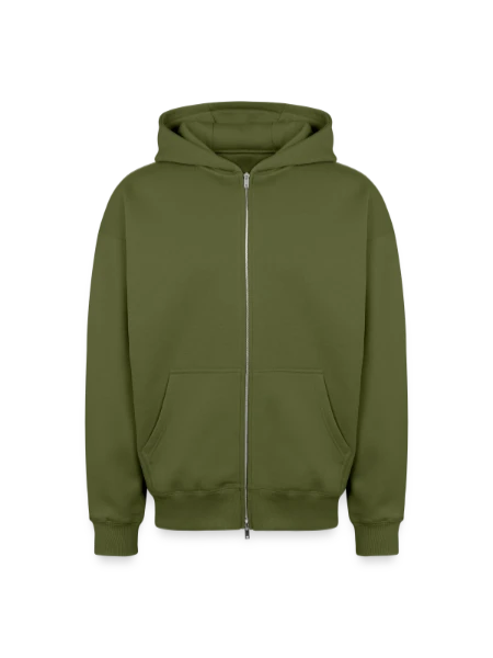 Oversized Heavyweight Unisex Zip Hoodie - Khaki - Vorne