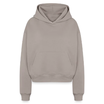 Cropped Oversized Heavyweight Women's Hoodie - taupe - Front - AI Model Female 172 light (172cm)