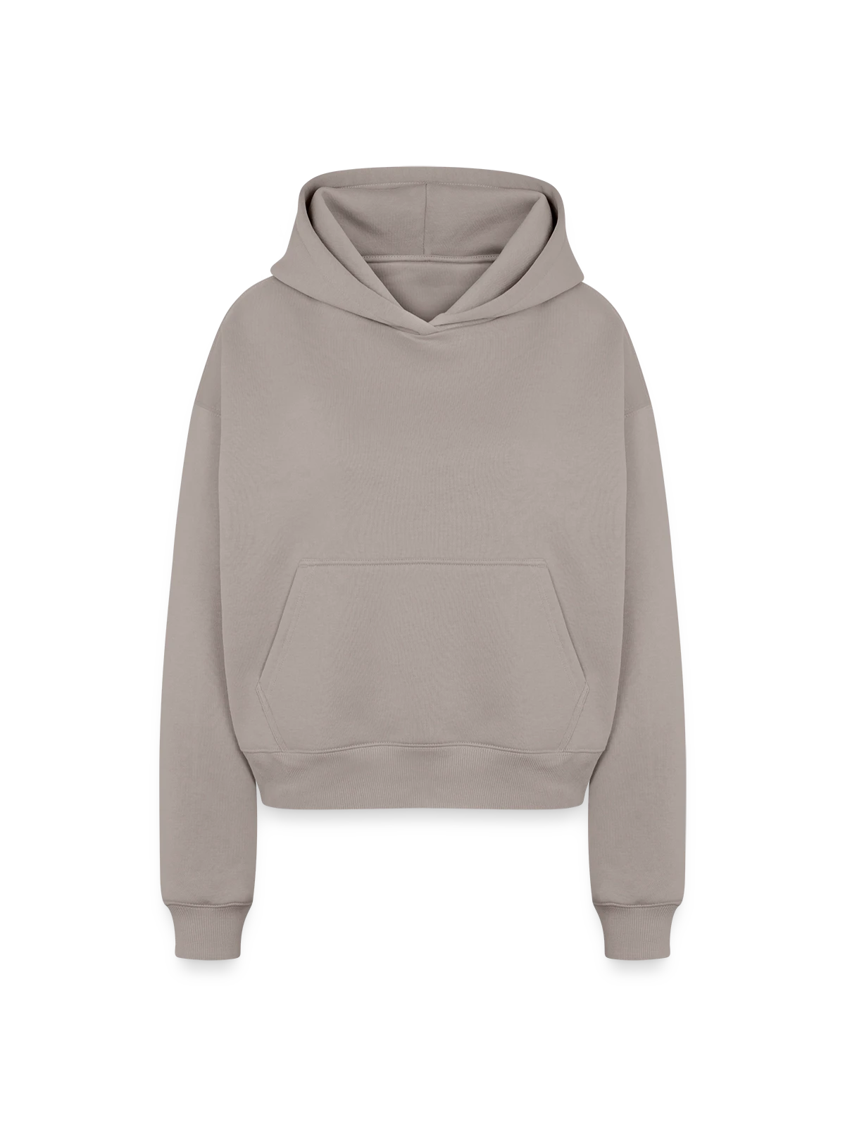 Cropped Oversized Heavyweight Women's Hoodie - taupe - Front