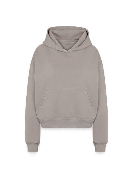 Cropped Oversized Heavyweight Frauen Hoodie - Taupe - Vorne