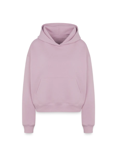 Cropped Oversized Heavyweight Frauen Hoodie - Altrosa - Vorne
