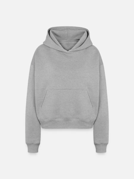 Cropped Oversized Heavyweight Women's Hoodie - heather grey - Front