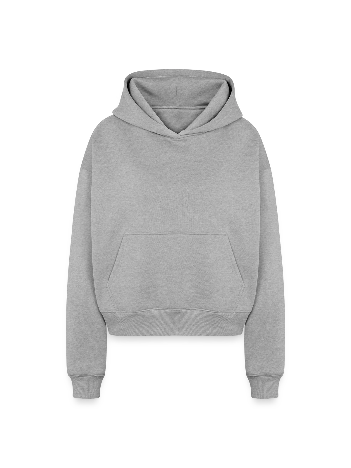 Cropped Oversized Heavyweight Women's Hoodie - heather grey - Front