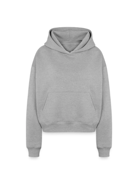 Cropped Oversized Heavyweight Women's Hoodie - heather grey - Front