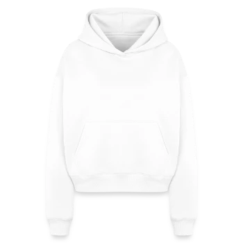 Cropped Oversized Heavyweight Women's Hoodie - white - Front - AI Model Female 172 dark (172cm)