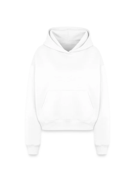 Cropped Oversized Heavyweight Women's Hoodie - white - Front
