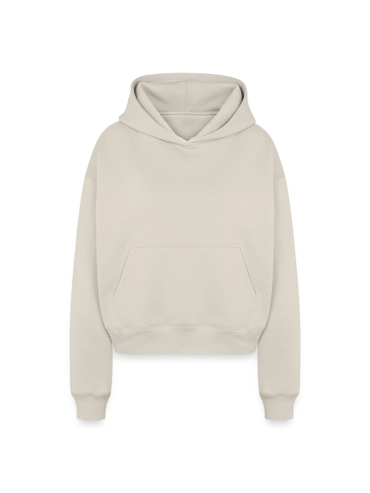 Cropped Oversized Heavyweight Women's Hoodie - beige - Front