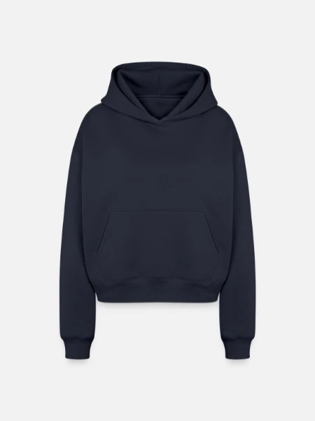 Cropped Oversized Heavyweight Women's Hoodie - navy - Front