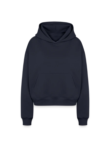 Cropped Oversized Heavyweight Women's Hoodie - navy - Front