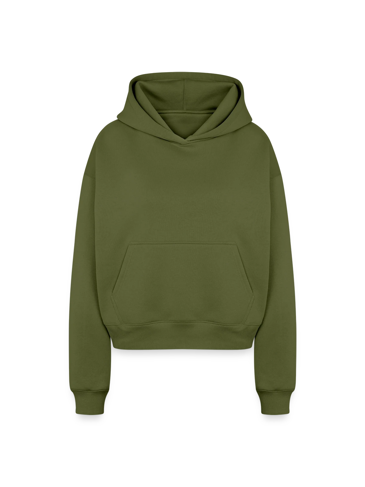 Cropped Oversized Heavyweight Women's Hoodie - khaki - Front