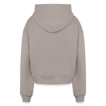 Cropped Oversized Heavyweight Women's Hoodie - taupe - Back - AI Model Female 172 light (172cm)
