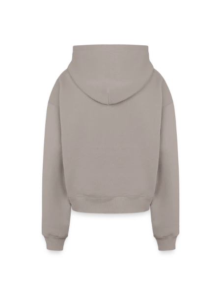 Cropped Oversized Heavyweight Women's Hoodie - taupe - Back
