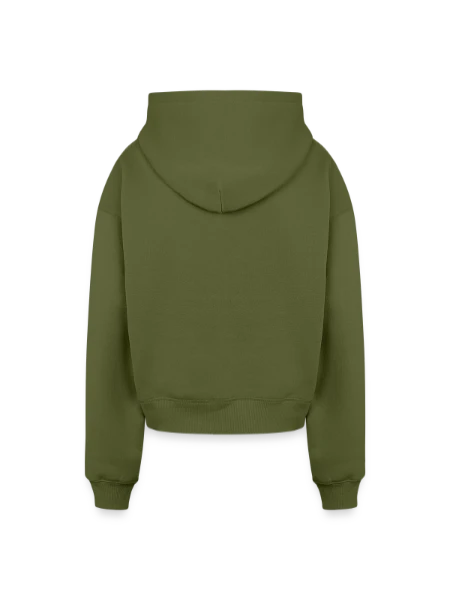 Cropped Oversized Heavyweight Women's Hoodie - khaki - Back
