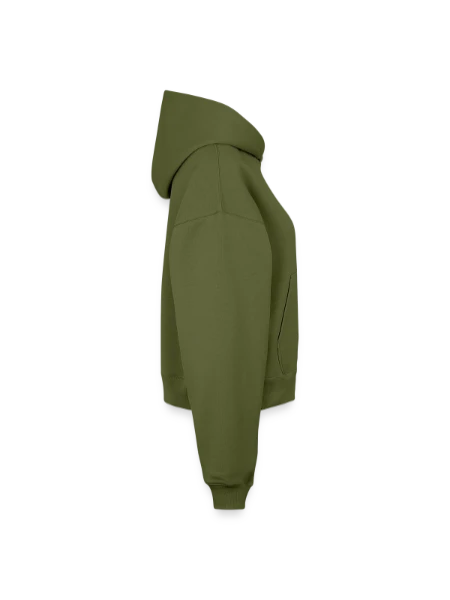 Cropped Oversized Heavyweight Women's Hoodie - khaki - Right