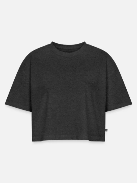 Women’s Premium Oversized Organic Cropped T-Shirt - heather anthracite - Front
