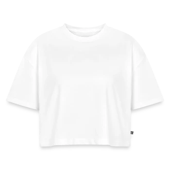 Women’s Premium Oversized Organic Cropped T-Shirt - white - Front - Selfina (174cm)
