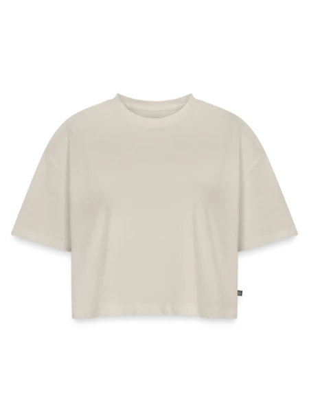 Frauen Premium Oversized Bio Cropped T-Shirt - Beige - Vorne