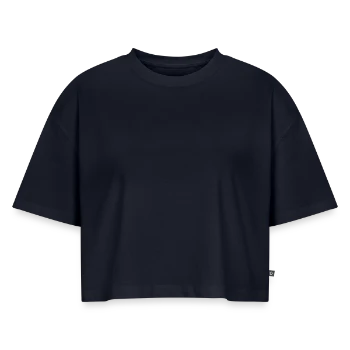 Women’s Premium Oversized Organic Cropped T-Shirt - navy - Front - AI Model Female 172 light (172cm)