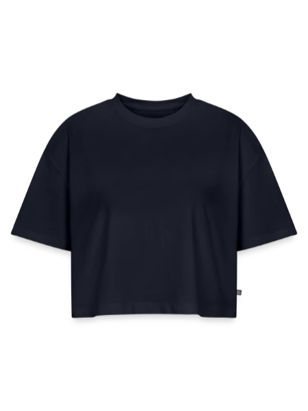 Women’s Premium Oversized Organic Cropped T-Shirt - navy - Front
