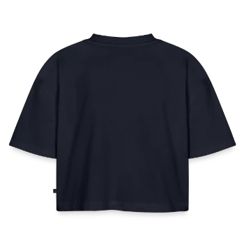 Women’s Premium Oversized Organic Cropped T-Shirt - navy - Back - AI Model Female 172 light (172cm)