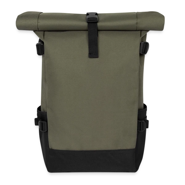 Sac à dos roll top personnalisé - Aperçu en couleur olive/noir