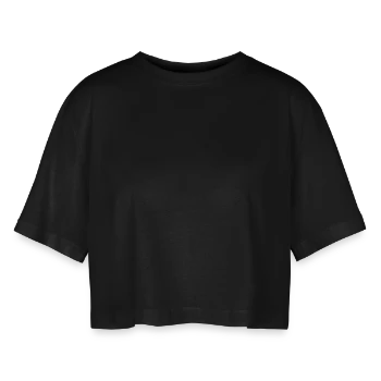 Women’s Oversized Cropped T-Shirt - black - Front - AI Model Female 172 light (172cm)