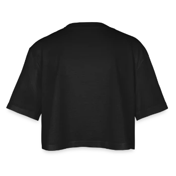 Women’s Oversized Cropped T-Shirt - black - Back - AI Model Female 172 light (172cm)
