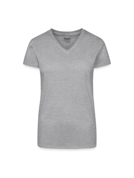 Organic Women's V-Neck T-Shirt - heather grey - Front