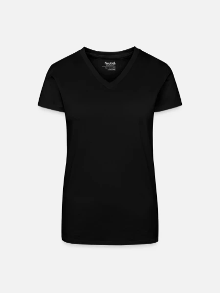 Organic Women's V-Neck T-Shirt - black - Front
