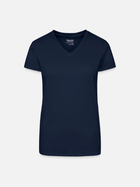 Organic Women's V-Neck T-Shirt - navy blue - Front