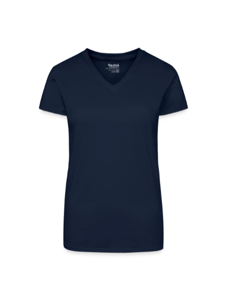 Organic Women's V-Neck T-Shirt - navy blue - Front