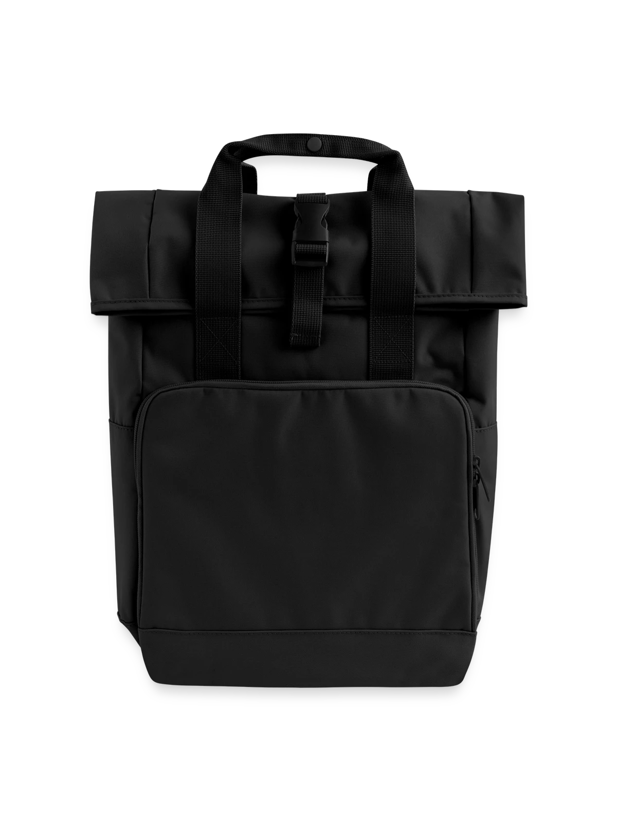 Roll Top Backpack with Two Handles - black - Front