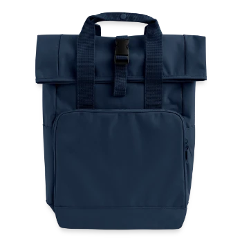 Roll Top Backpack with Two Handles - navy - Front