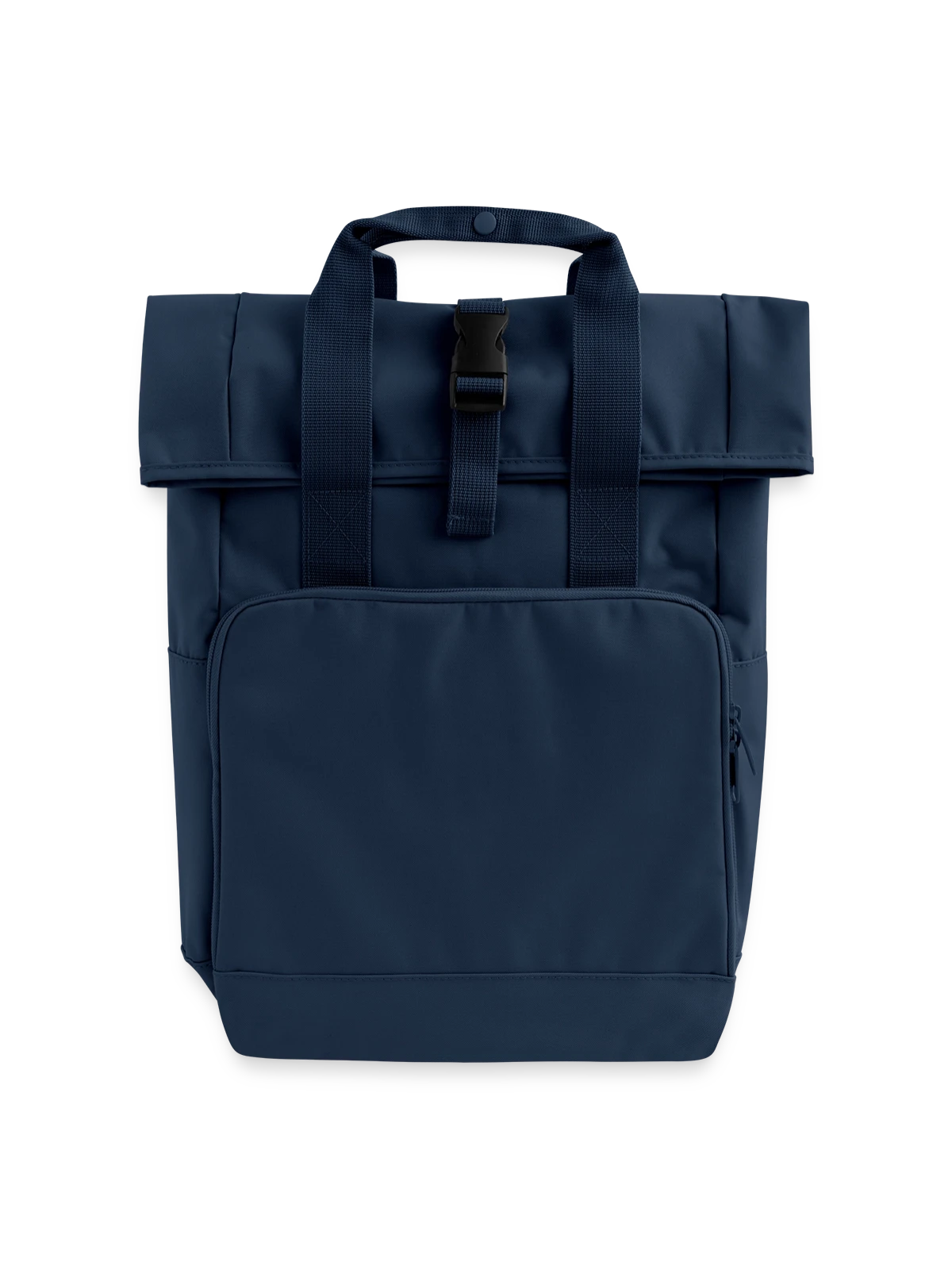 Roll Top Backpack with Two Handles - navy - Front