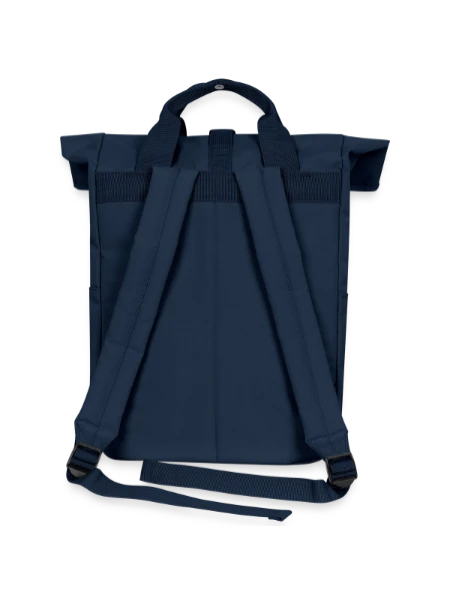 Roll Top Backpack with Two Handles - navy - Back