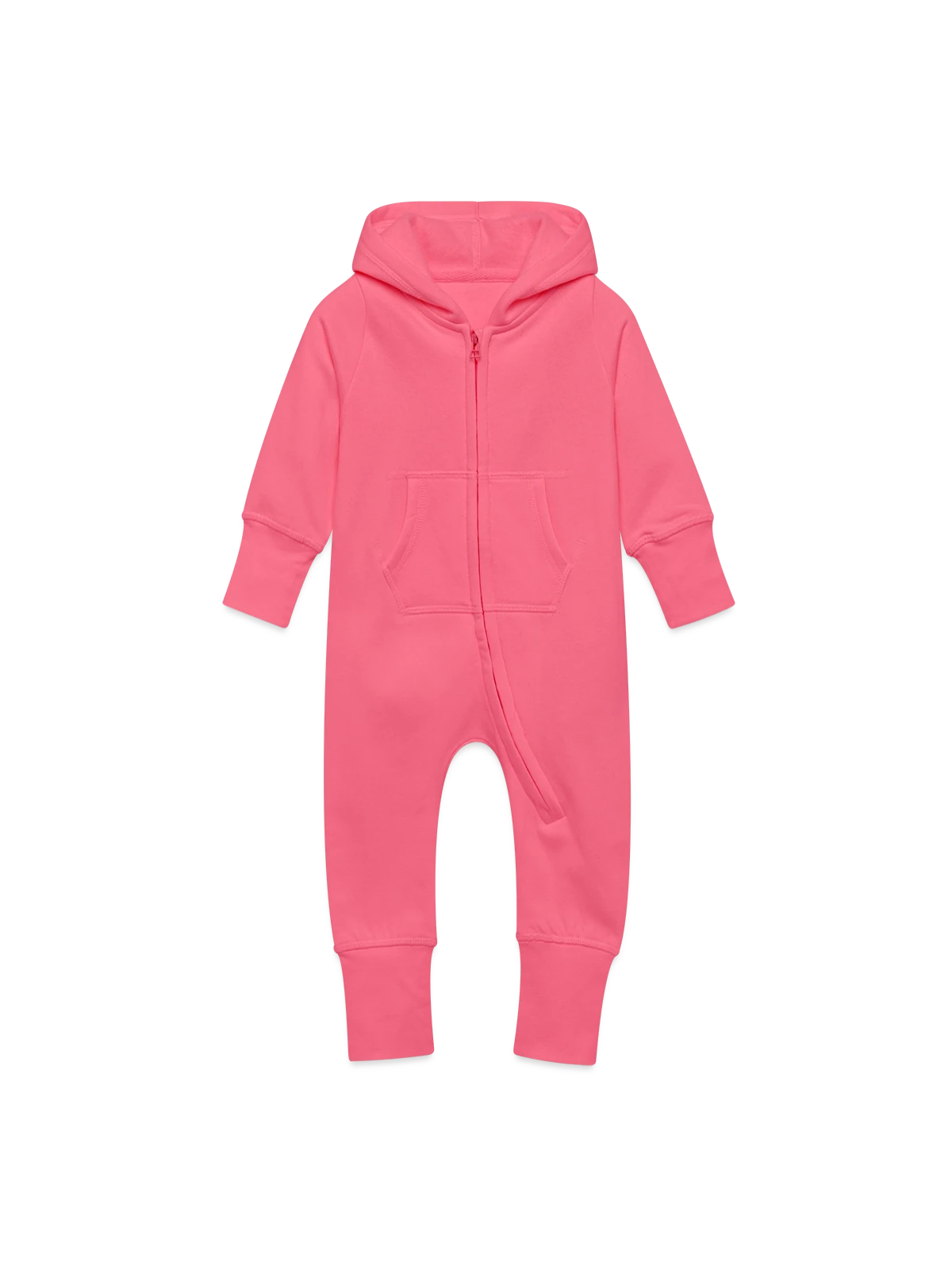 Grenouillère à capuche bio en molleton Bébé - fuchsia - Devant