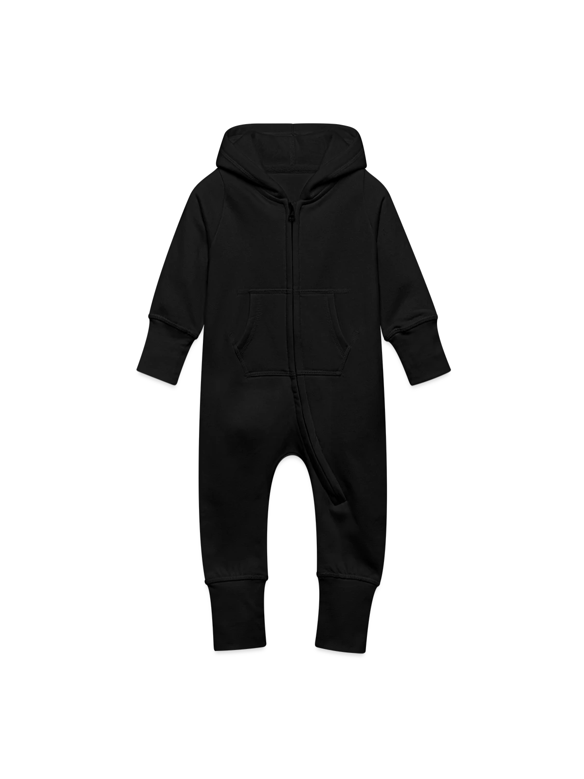 Grenouillère à capuche bio en molleton Bébé - noir - Devant